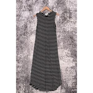 Lady & The Sailor Dress 2 / Medium Womens Black Nautical Striped Jersey Maxi
